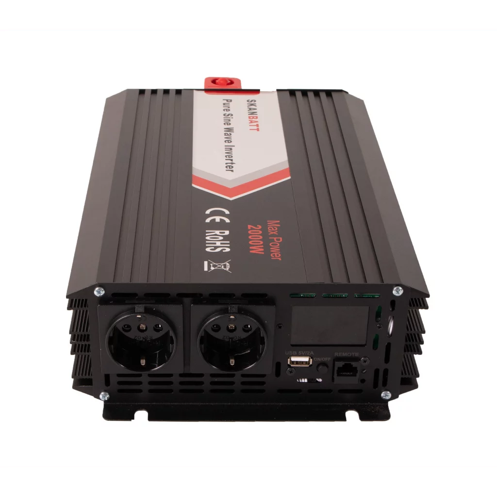 SKANBATT Inverter 12V 2000W  Ren Sinus med Fjärrkontroll