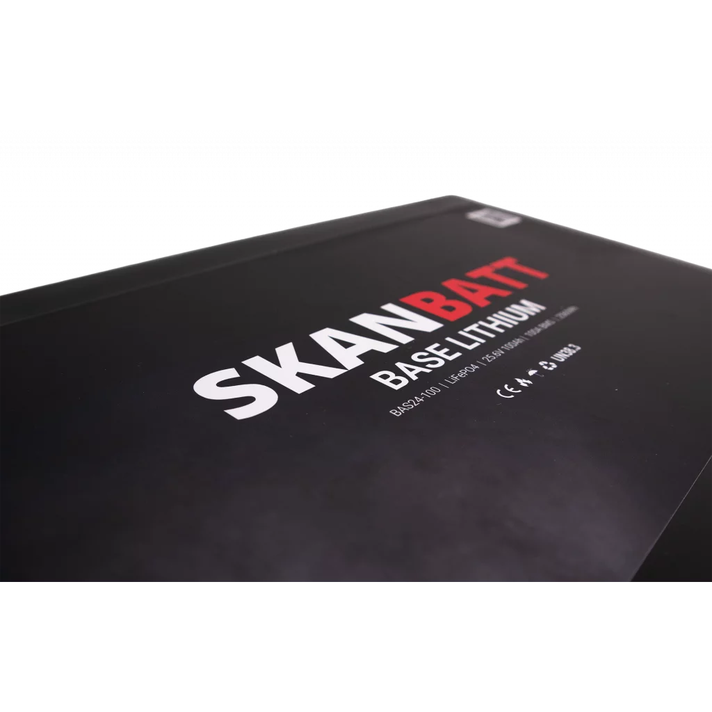 SKANBATT Base Lithium - 24V 100Ah 100A BMS - 330x175x220mm - 3 Års garanti