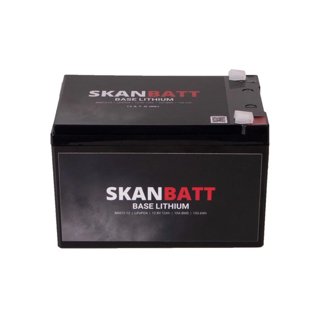 SKANBATT Base Lithium - 12V 12Ah 10A BMS - 151x98x95mm - 3 Års garanti