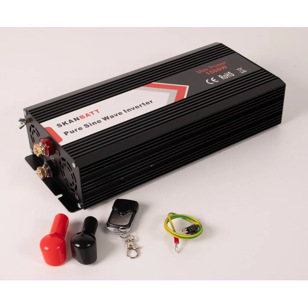 SKANBATT Inverter 12V 1500W Ren Sinus med Fjärrkontroll