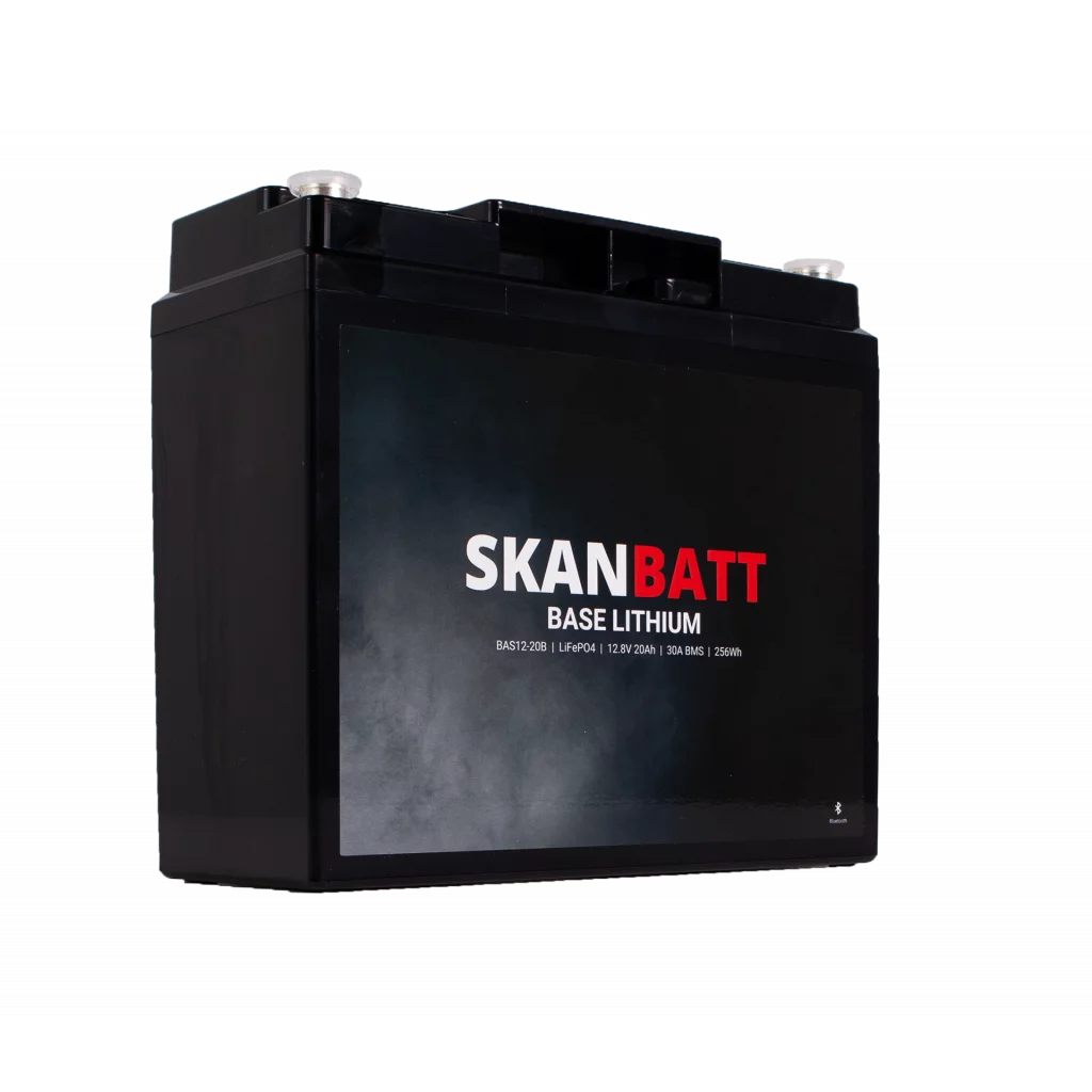 SKANBATT Base Lithium - 12V 20Ah 30A BMS - Bluetooth - 180x75x165mm - 3 Års garanti