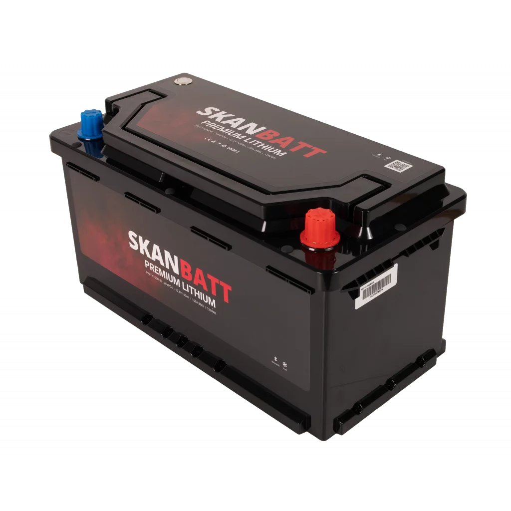 SKANBATT Premium Lithium - 12V 100Ah 100A BMS - Bluetooth - Heat  - 359x178x188mm - 8 Års garanti - Husbil