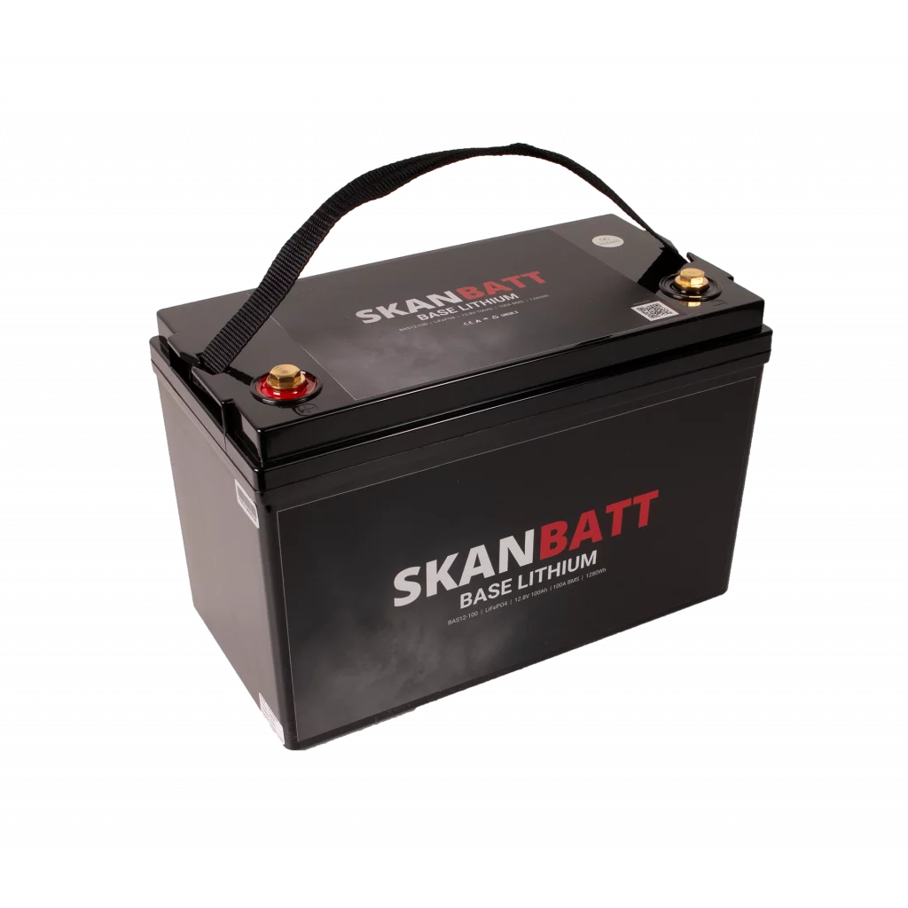 SKANBATT Base Lithium - 12V 100Ah 100A BMS - 326x173x215mm - 3 Års garanti