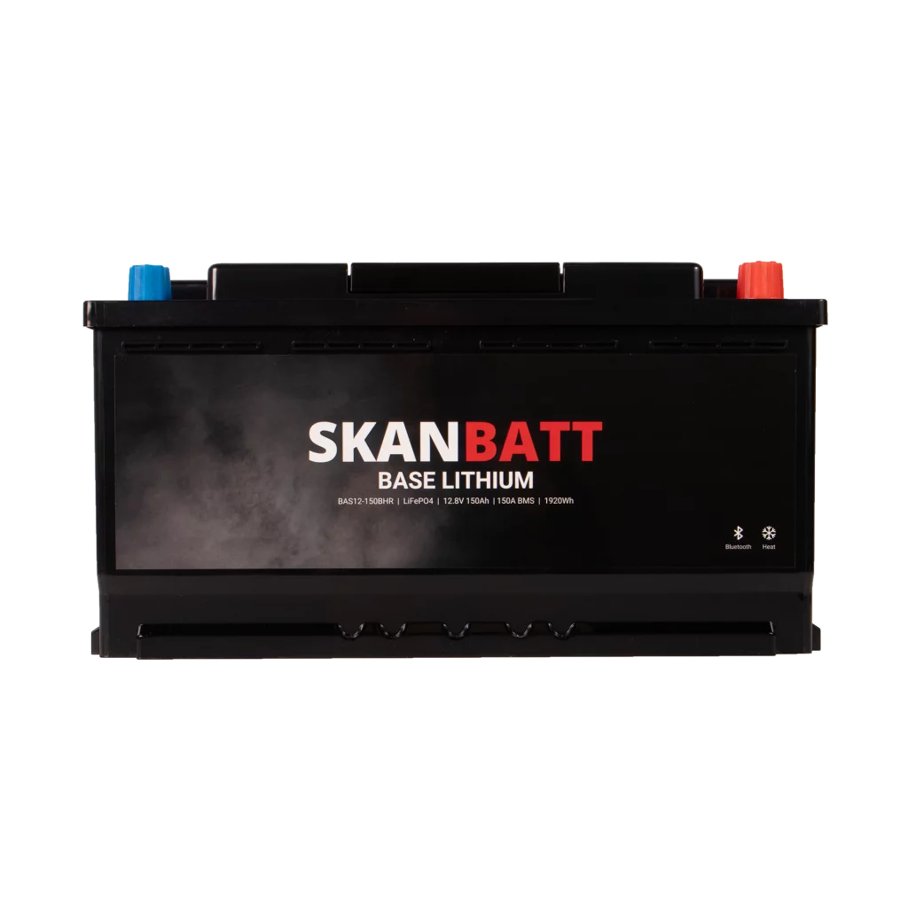 SKANBATT Base Lithium - 12V 150Ah 150A BMS - Bluetooth - Heat - 355x175x190mm - 3 Års garanti - Husbil