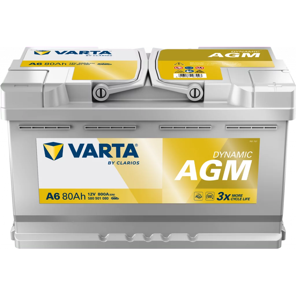 VARTA A6 Dynamic AGM Batteri 12V 80AH 800CCA (315x175x190mm) +höger
