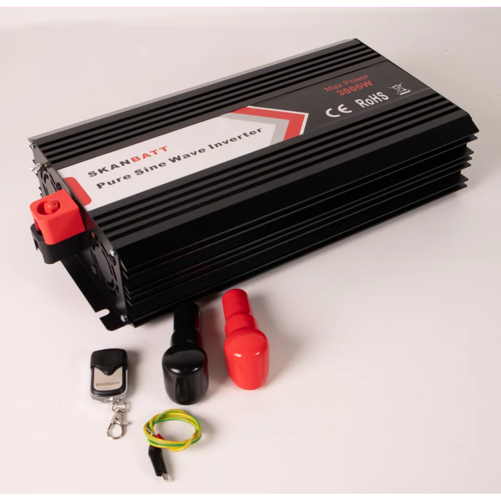 SKANBATT Inverter 12V 3000W (6000W) Ren Sinus med Fjärrkontroll