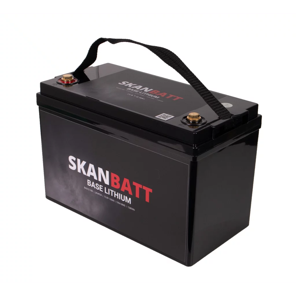 SKANBATT Base Lithium - 12V 100Ah 100A BMS - 326x173x215mm - 3 Års garanti