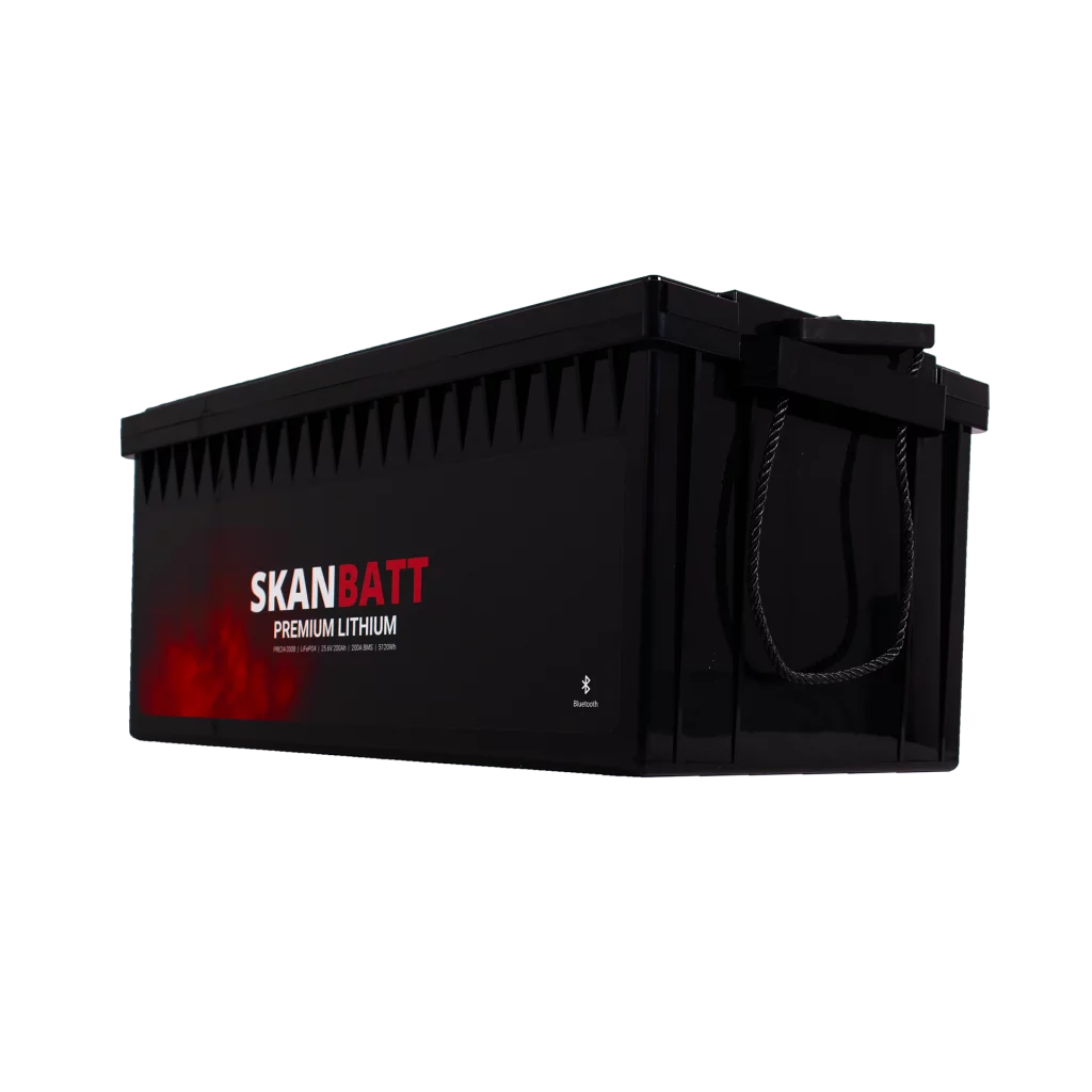 SKANBATT Premium Lithium - 24V 200Ah 200A BMS - 522x240x218mm - Bluetooth - 8 Års garanti
