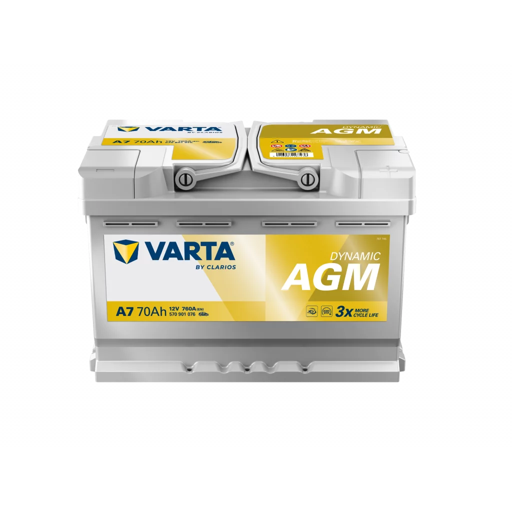 VARTA A7 Dynamic AGM Batteri 12V 70AH 760CCA (278x175x190mm) +höger xEV