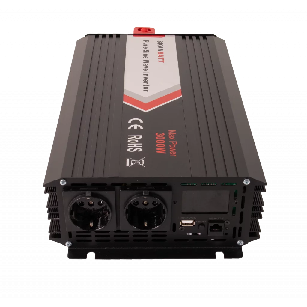 SKANBATT Inverter 12V 3000W (6000W) Ren Sinus med Fjärrkontroll
