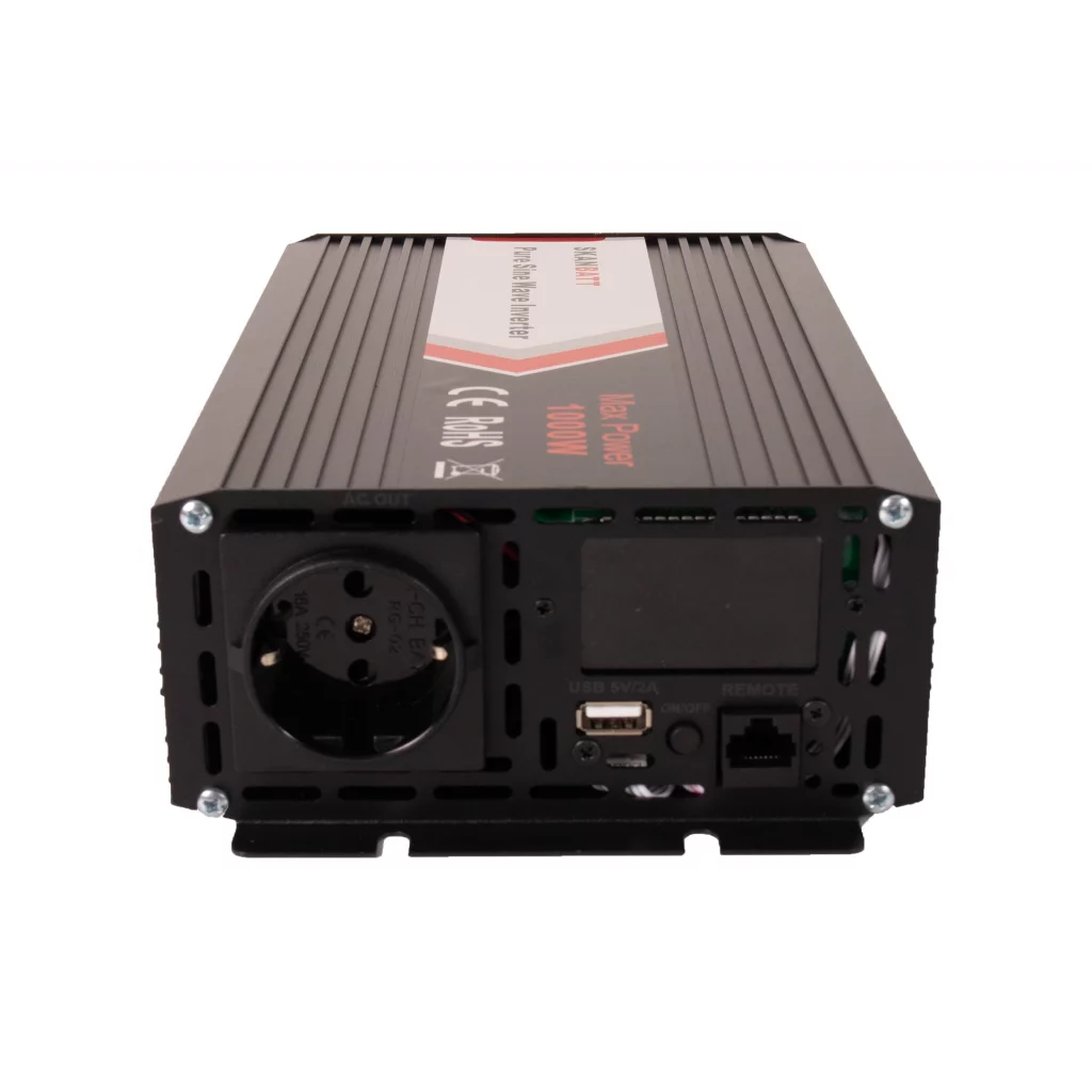 SKANBATT Inverter 12V 1000W Ren Sinus med Fjärrkontroll