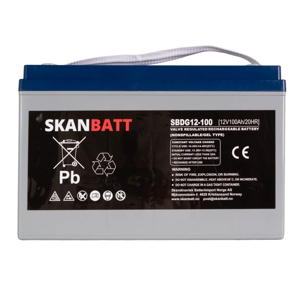 SKANBATT GEL Deep Cycle Batteri 12V 100AH (328x169x222mm) +vänster