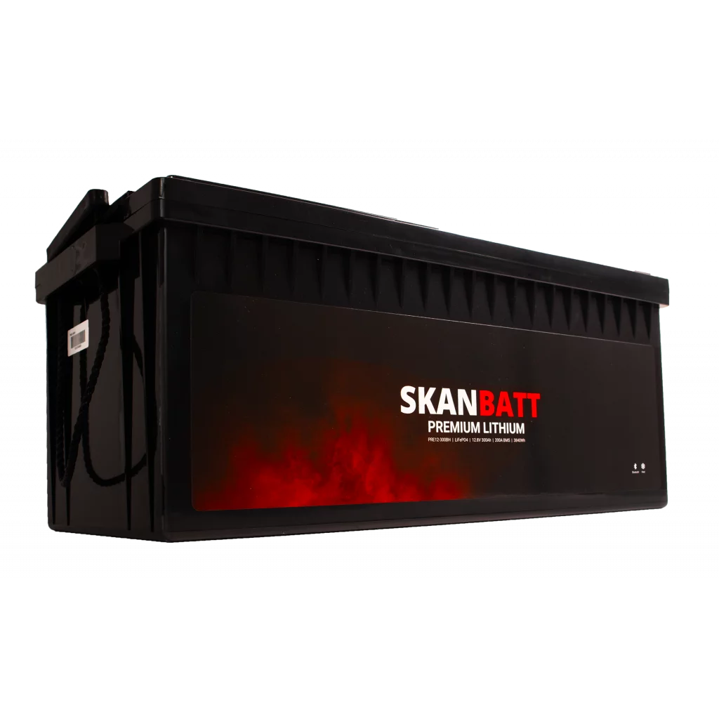 SKANBATT Premium Lithium - 12V 300Ah 200A BMS - Bluetooth - Heat - 522x218x268mm - 8 Års garanti