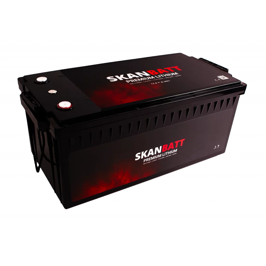 SKANBATT Premium Lithium - 12V 300Ah 200A BMS - Bluetooth - Heat - 522x218x268mm - 8 Års garanti