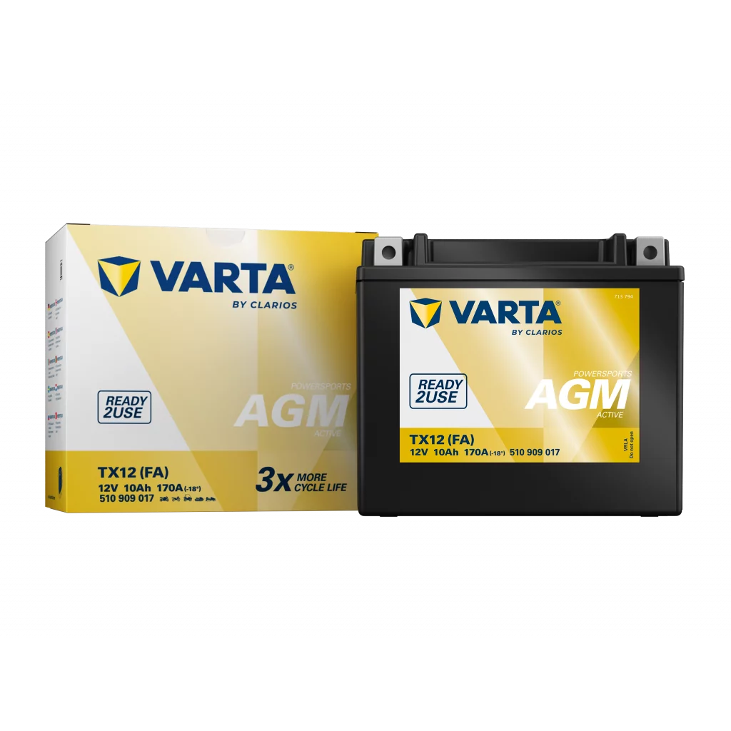 VARTA AGM MC Batteri 12V 10AH 170CCA (150x87x130mm) +vänster TX12 (FA)