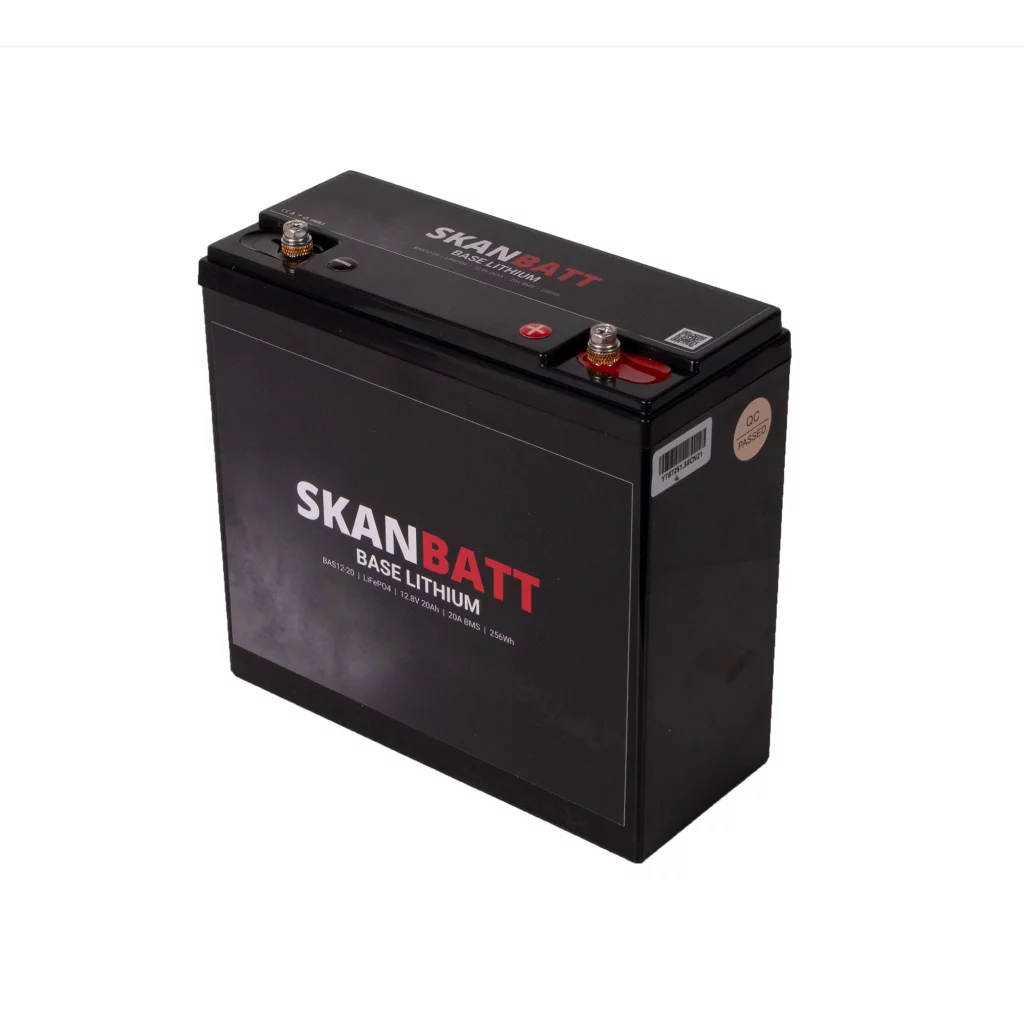 SKANBATT Base Lithium - 12V 20Ah 20A BMS - 180x75x165mm - 3 Års garanti
