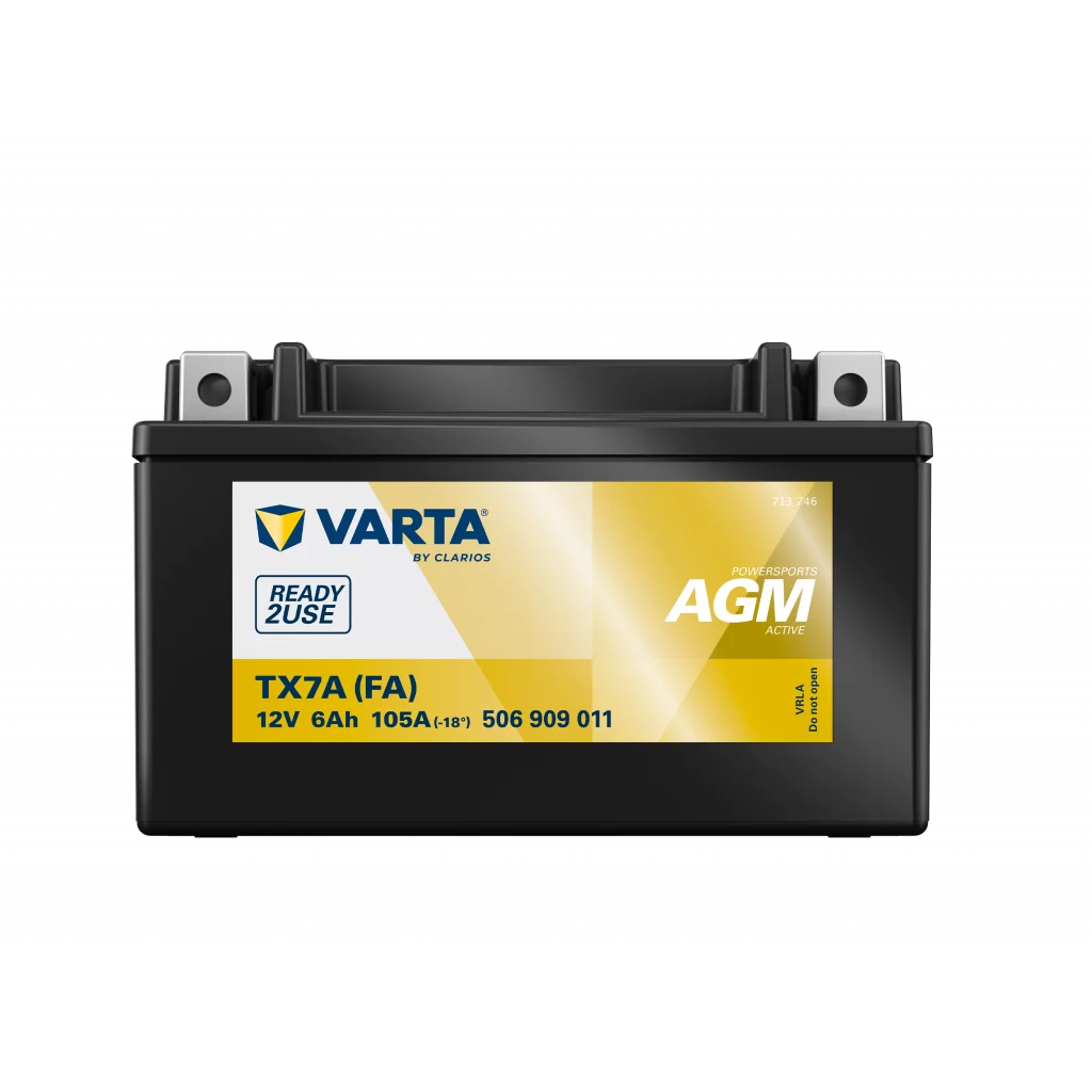 VARTA AGM MC Batteri 12V 6AH 105CCA (150x87x95mm) +vänster TX7A (FA)