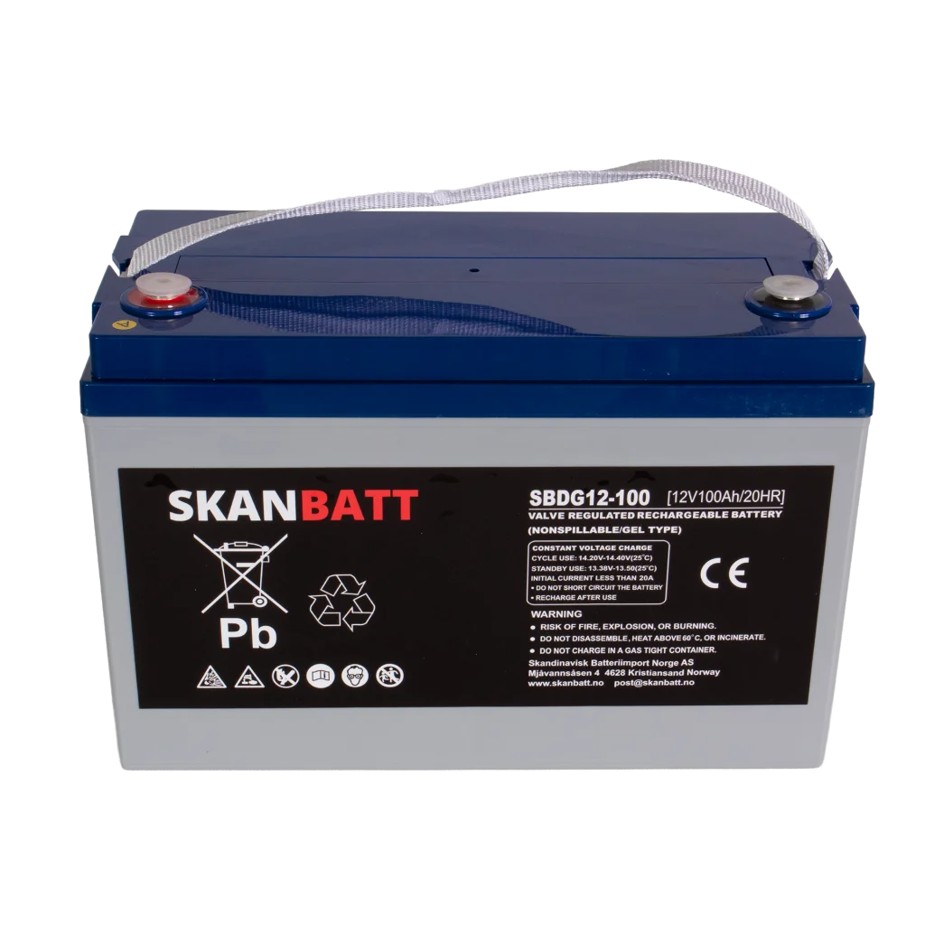 SKANBATT GEL Deep Cycle Batteri 12V 100AH (328x169x222mm) +vänster
