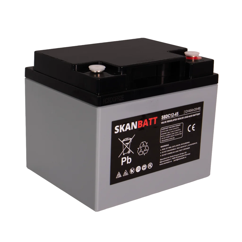 SKANBATT AGM Deep Cycle Batteri 12V 45AH (197x165x169mm) +höger