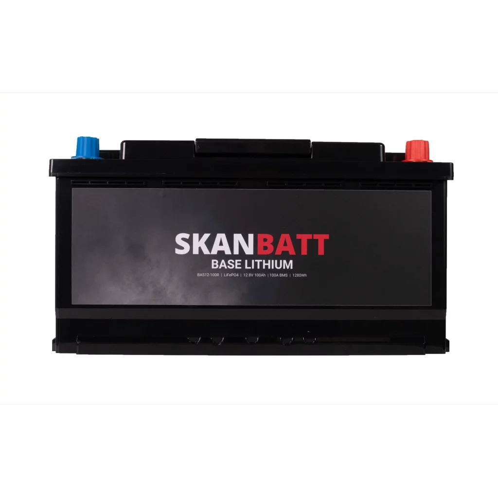 SKANBATT Base Lithium - 12V 100Ah 100A BMS - 355x175x190mm - 3 Års garanti - Husbil