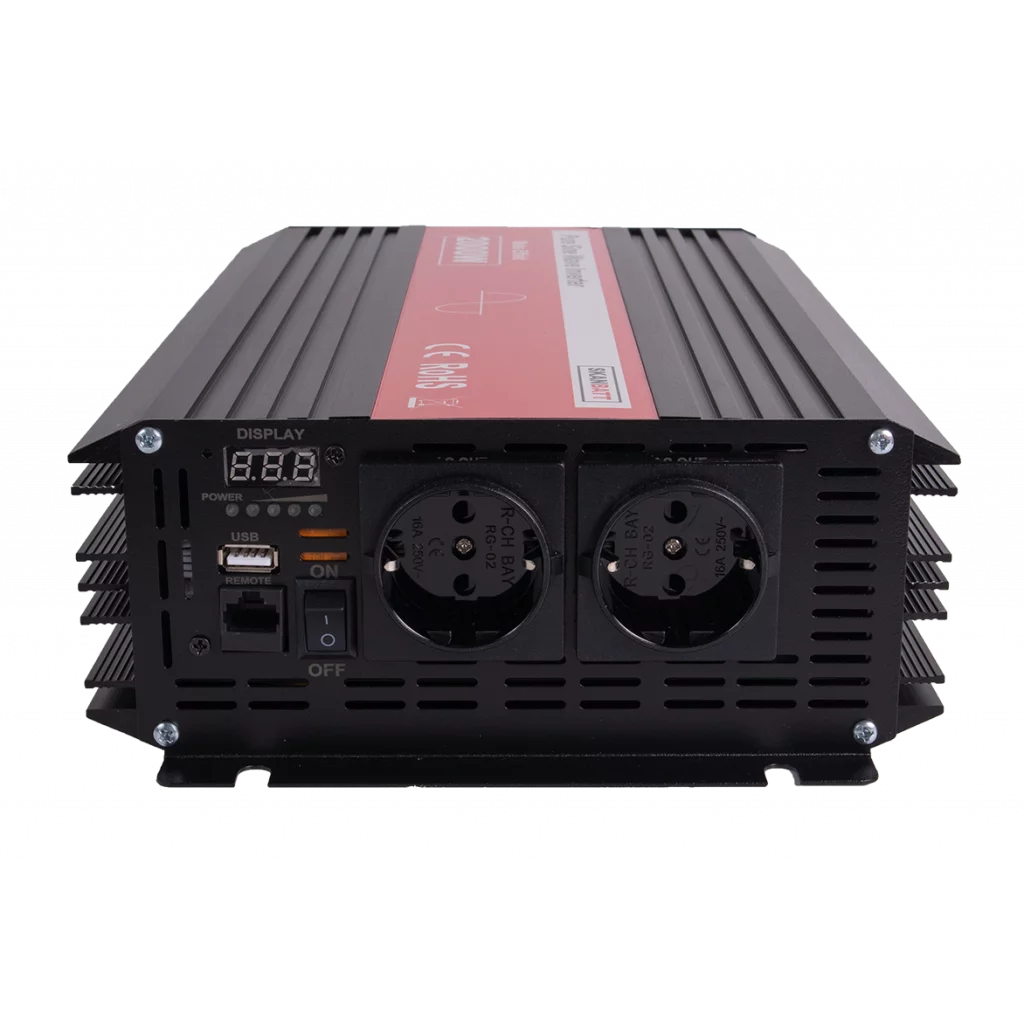 SKANBATT Inverter 12V 2000W Ren Sinus med Brytknapp