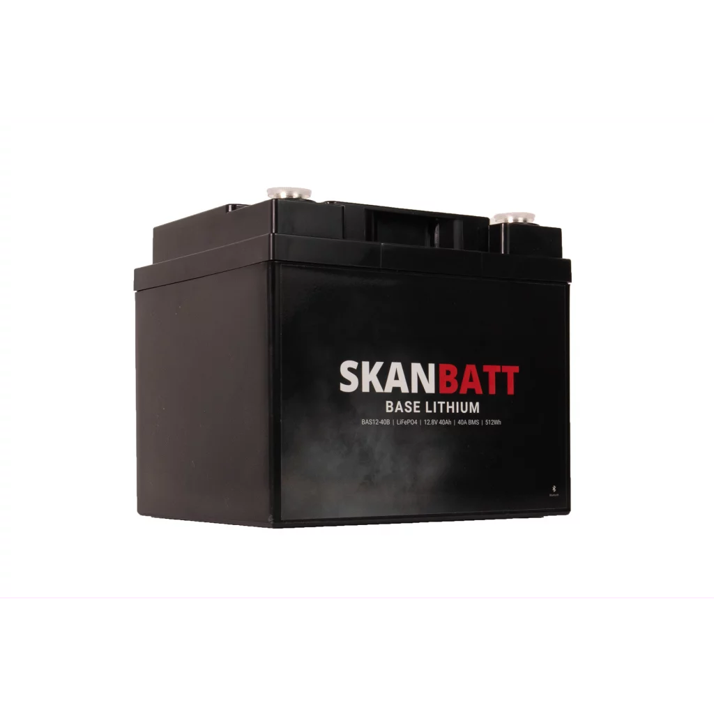 SKANBATT Base Lithium - 12V 40Ah 40A BMS - Bluetooth - 198x166x170mm - 3 Års garanti