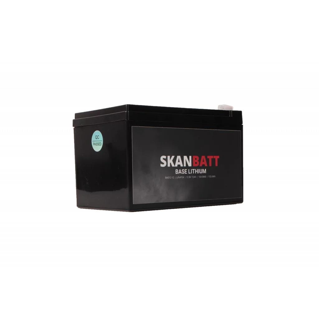 SKANBATT Base Lithium - 12V 12Ah 10A BMS - 151x98x95mm - 3 Års garanti