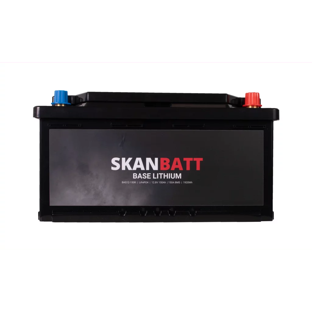 SKANBATT Base Lithium - 12V 150Ah 150A BMS - 355x175x190mm - 3 Års garanti - Husbil