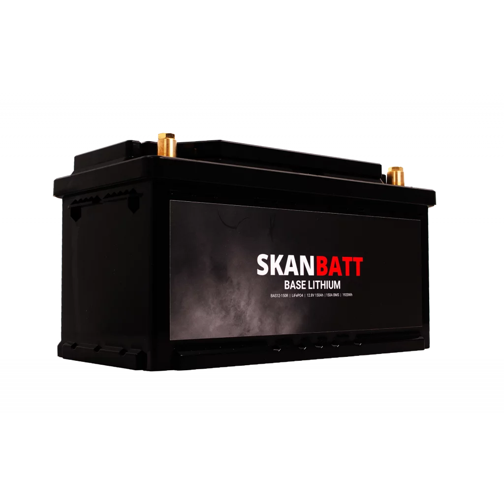 SKANBATT Base Lithium - 12V 150Ah 150A BMS - 355x175x190mm - 3 Års garanti - Husbil