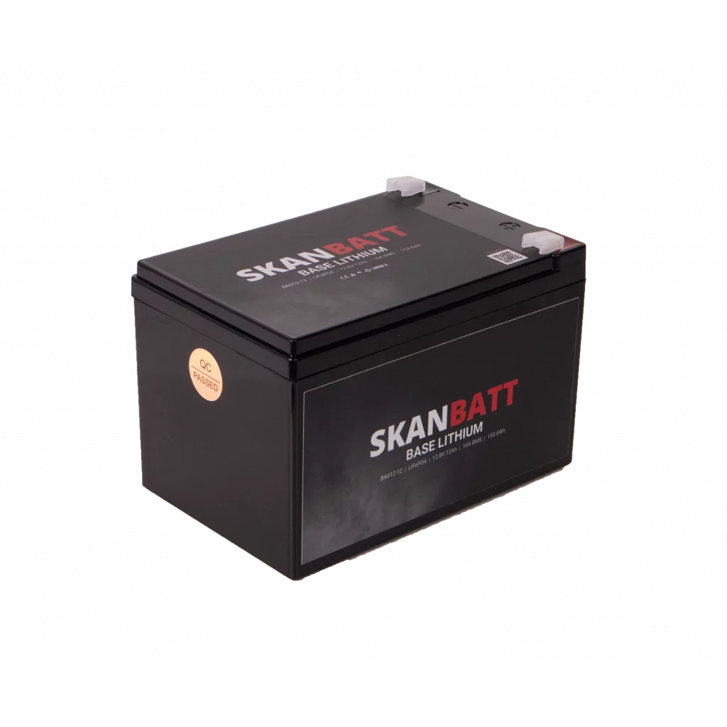SKANBATT Base Lithium - 12V 12Ah 10A BMS - 151x98x95mm - 3 Års garanti