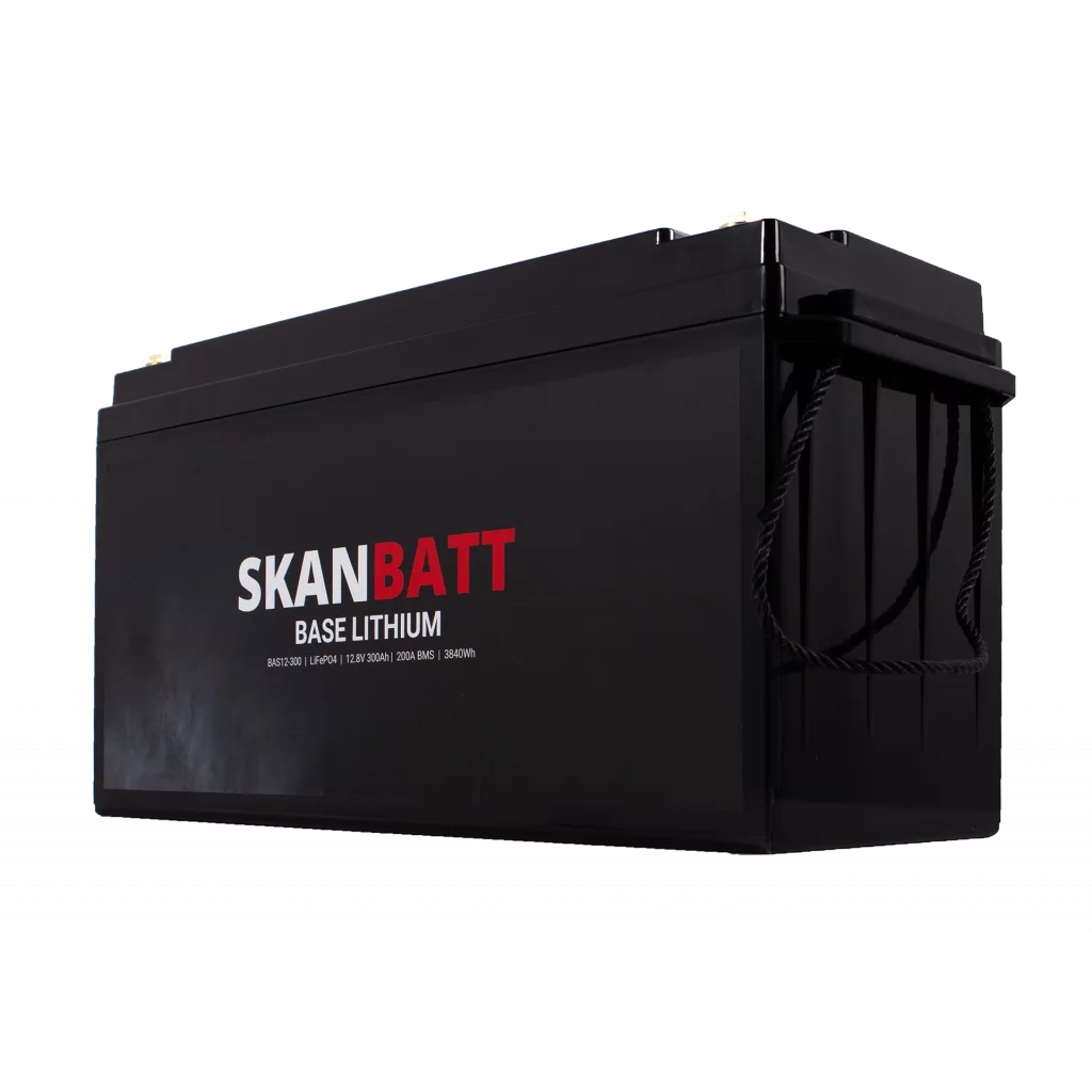 SKANBATT Base Lithium - 12V 300Ah 200A BMS - 483x170x240mm - 3 Års garanti