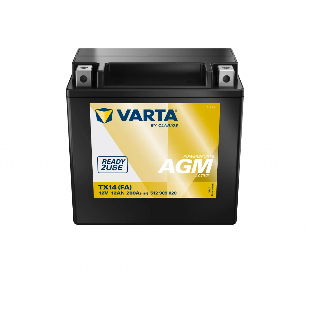 VARTA AGM MC Batteri 12V 12AH 200CCA (150x87x146mm) +vänster TX14 (FA)