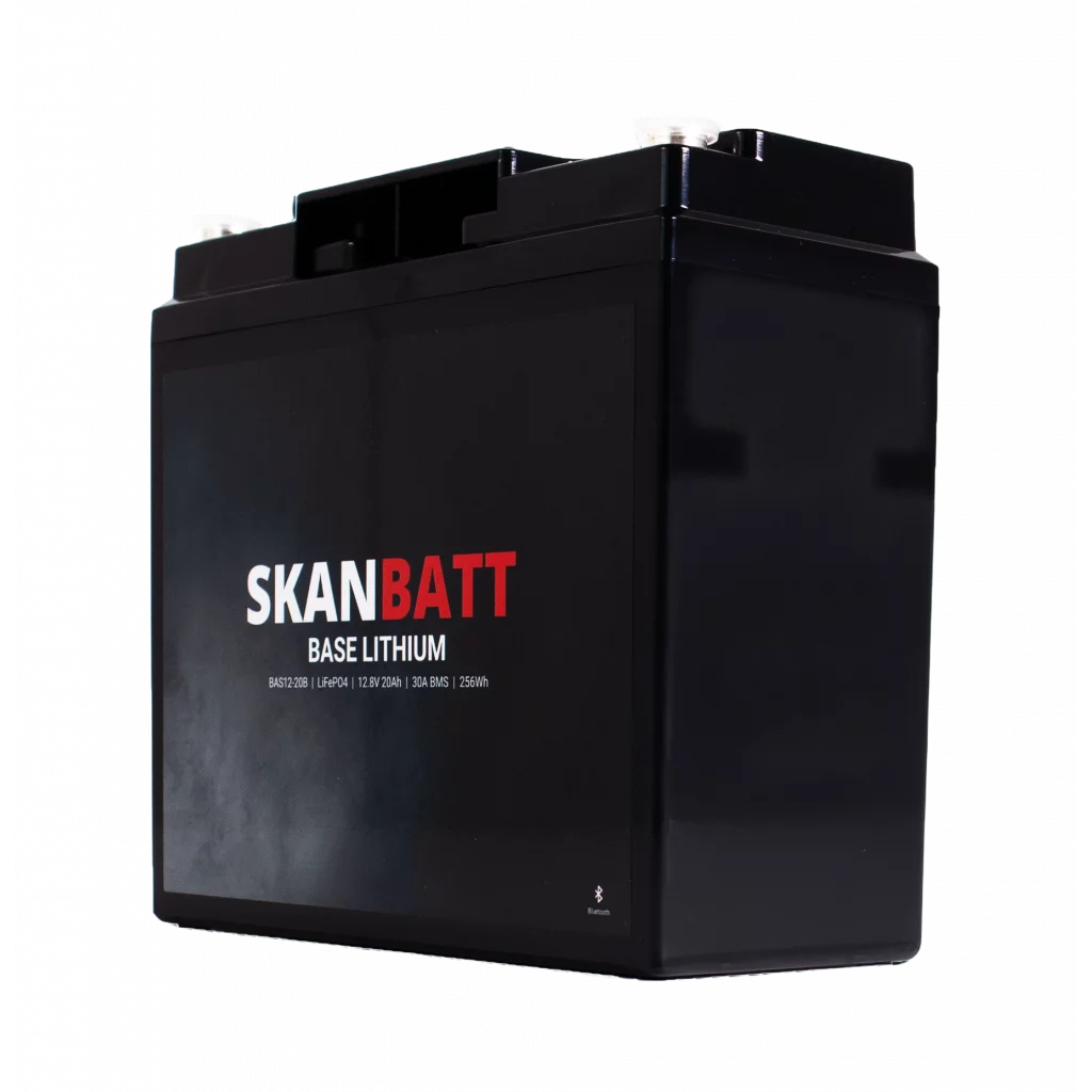 SKANBATT Base Lithium - 12V 20Ah 30A BMS - Bluetooth - 180x75x165mm - 3 Års garanti