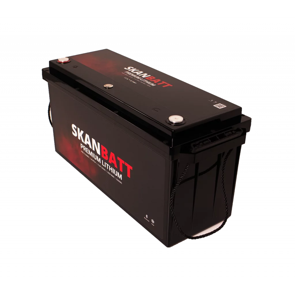 SKANBATT Premium Lithium - 12V 200Ah 200A BMS - Bluetooth - Heat - 502x187x242mm - 8 Års garanti