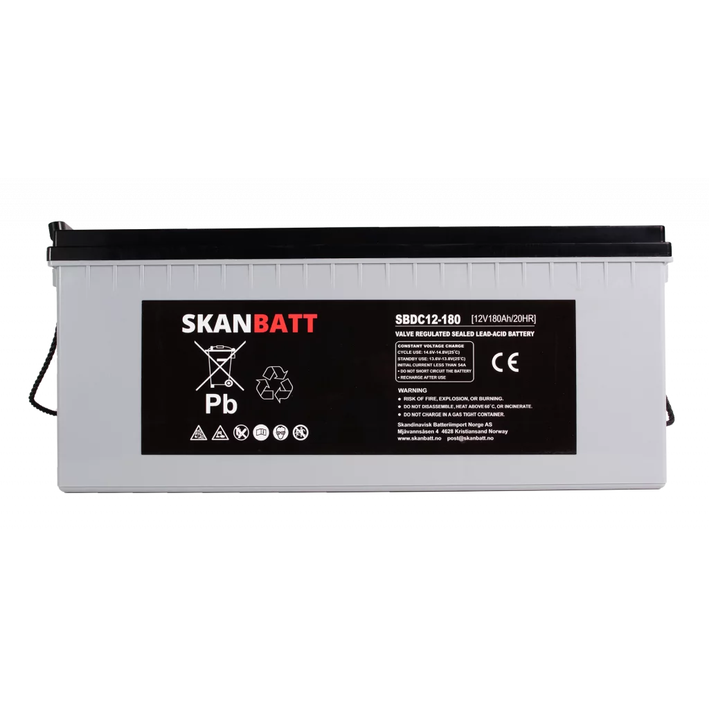 SKANBATT AGM Deep Cycle Batteri 12V 180AH C10 (530x209x219mm) +Höger