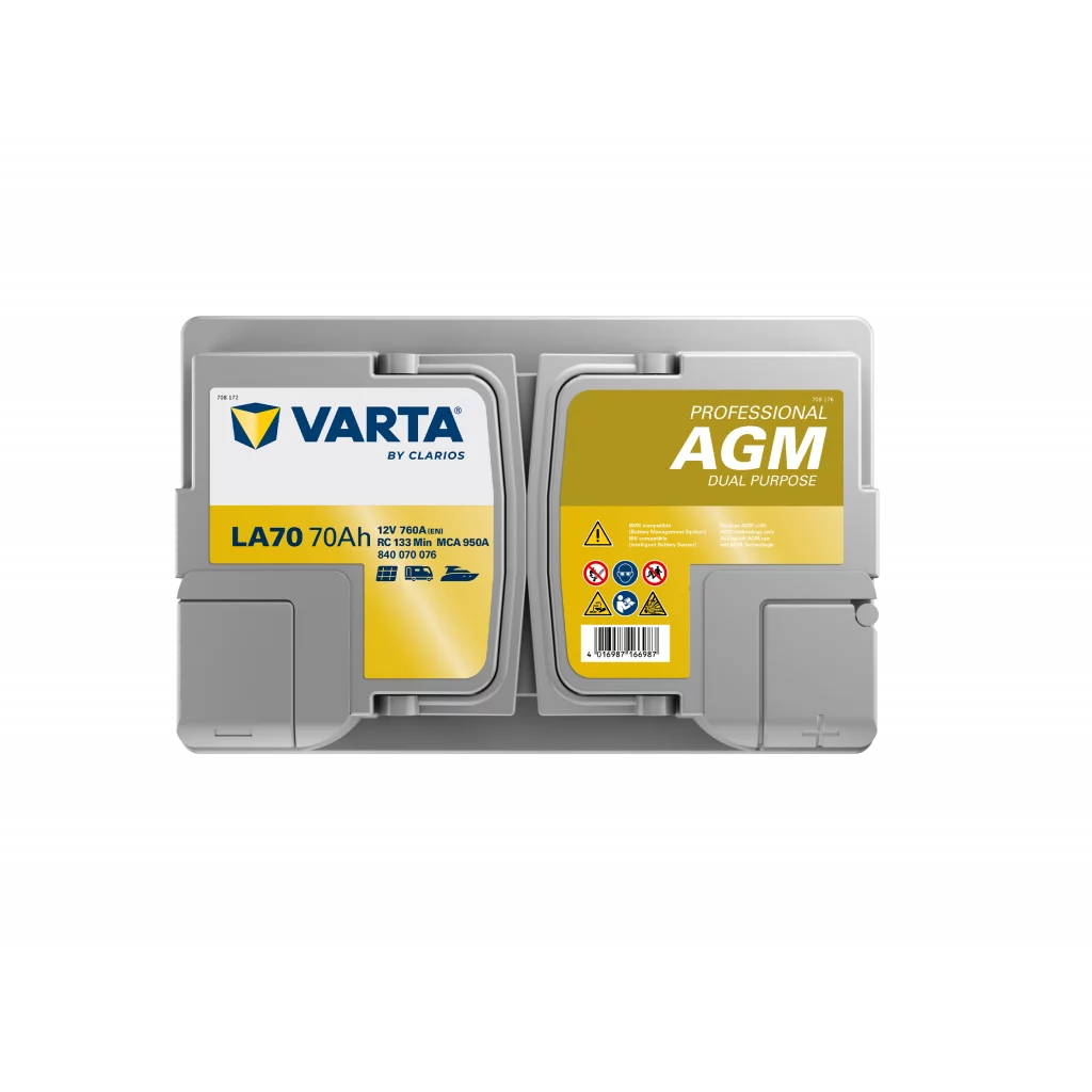 VARTA LA70 Fritidsbatteri AGM Batteri 12V 70AH 760CCA (278x175x190/190mm) +höger