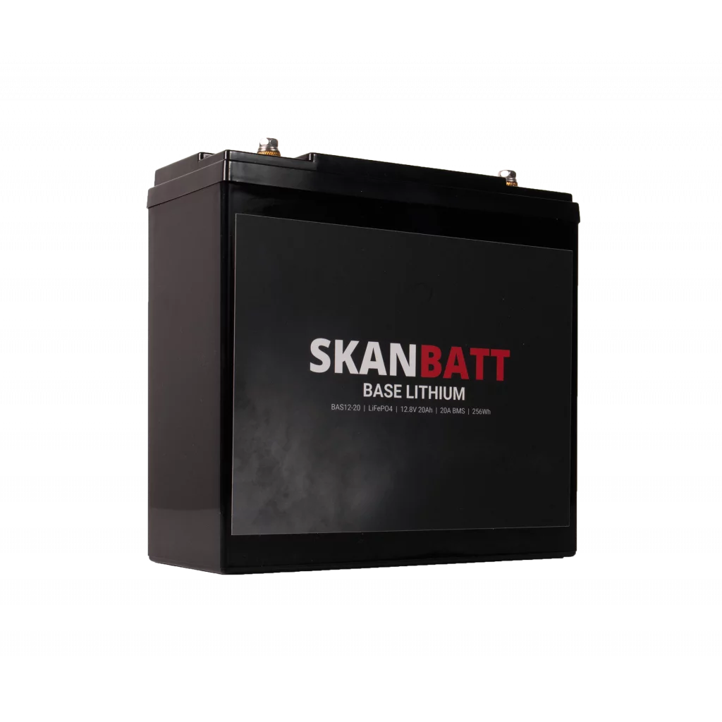 SKANBATT Base Lithium - 12V 20Ah 20A BMS - 180x75x165mm - 3 Års garanti