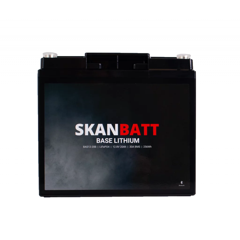SKANBATT Base Lithium - 12V 20Ah 30A BMS - Bluetooth - 180x75x165mm - 3 Års garanti