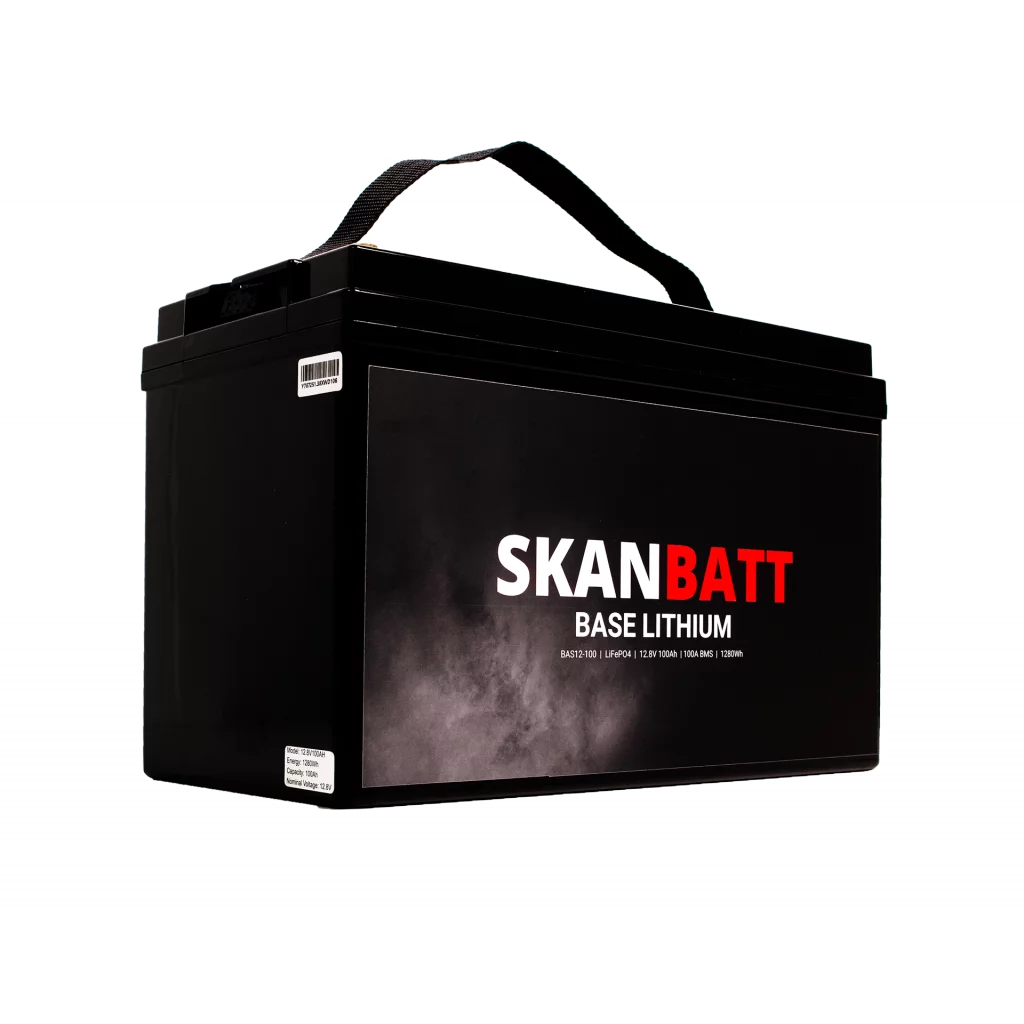 SKANBATT Base Lithium - 12V 100Ah 100A BMS - 326x173x215mm - 3 Års garanti