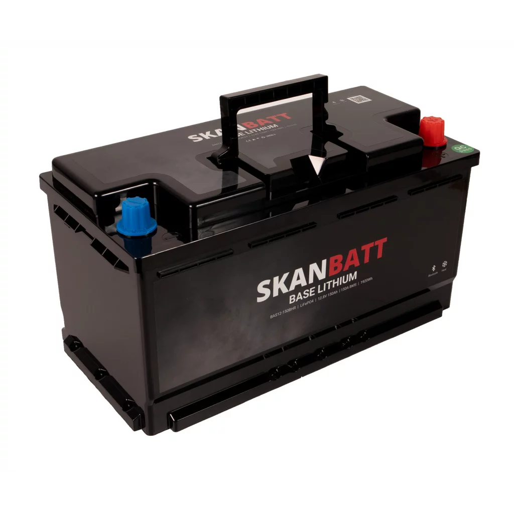SKANBATT Base Lithium - 12V 150Ah 150A BMS - Bluetooth - Heat - 355x175x190mm - 3 Års garanti - Husbil