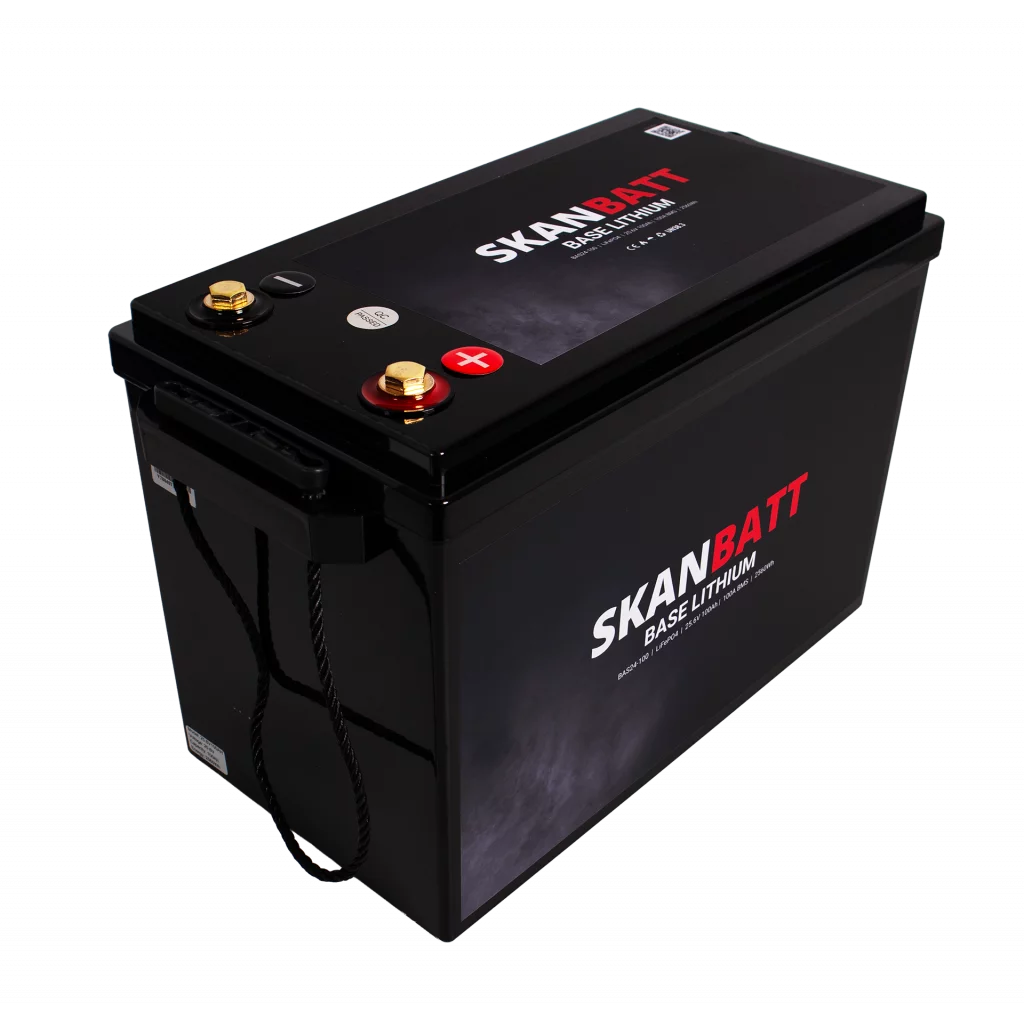 SKANBATT Base Lithium - 24V 100Ah 100A BMS -345x190x245mm - 3 Års garanti