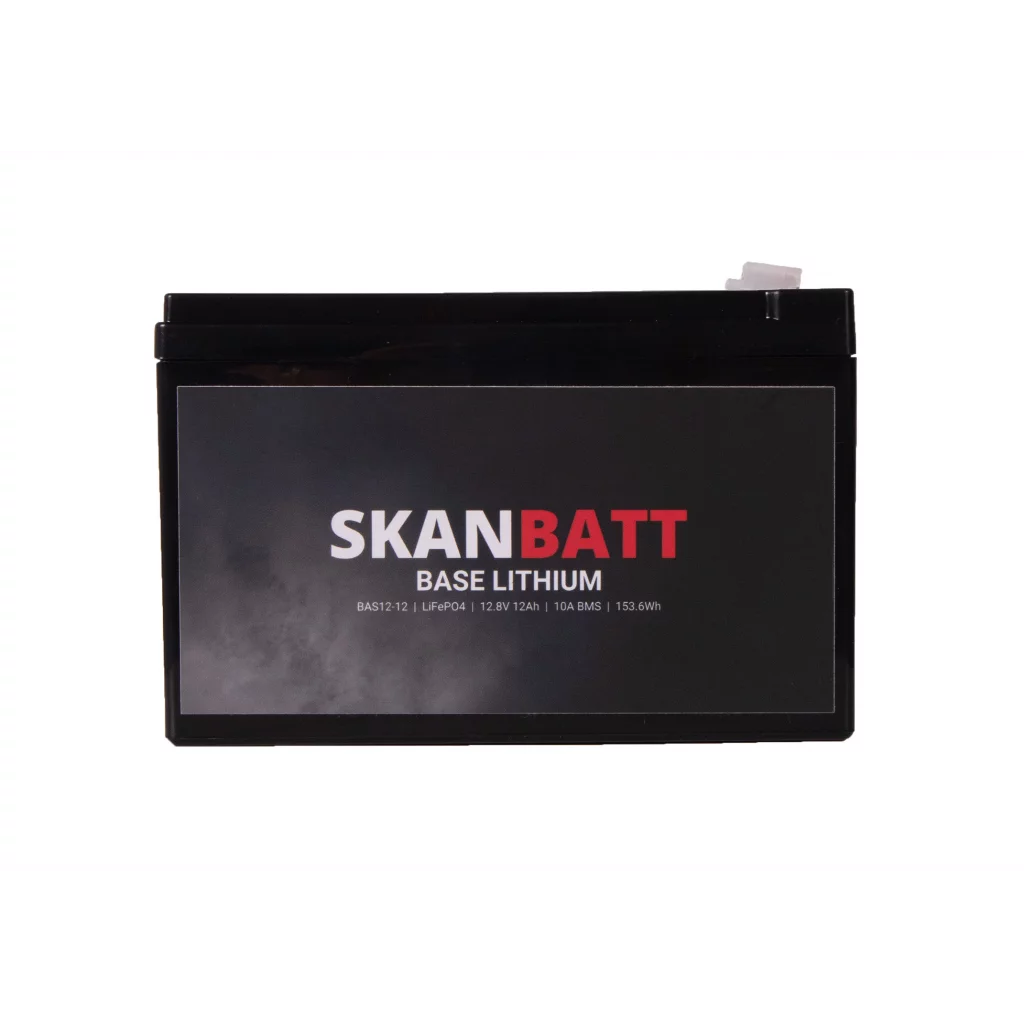 SKANBATT Base Lithium - 12V 12Ah 10A BMS - 151x98x95mm - 3 Års garanti