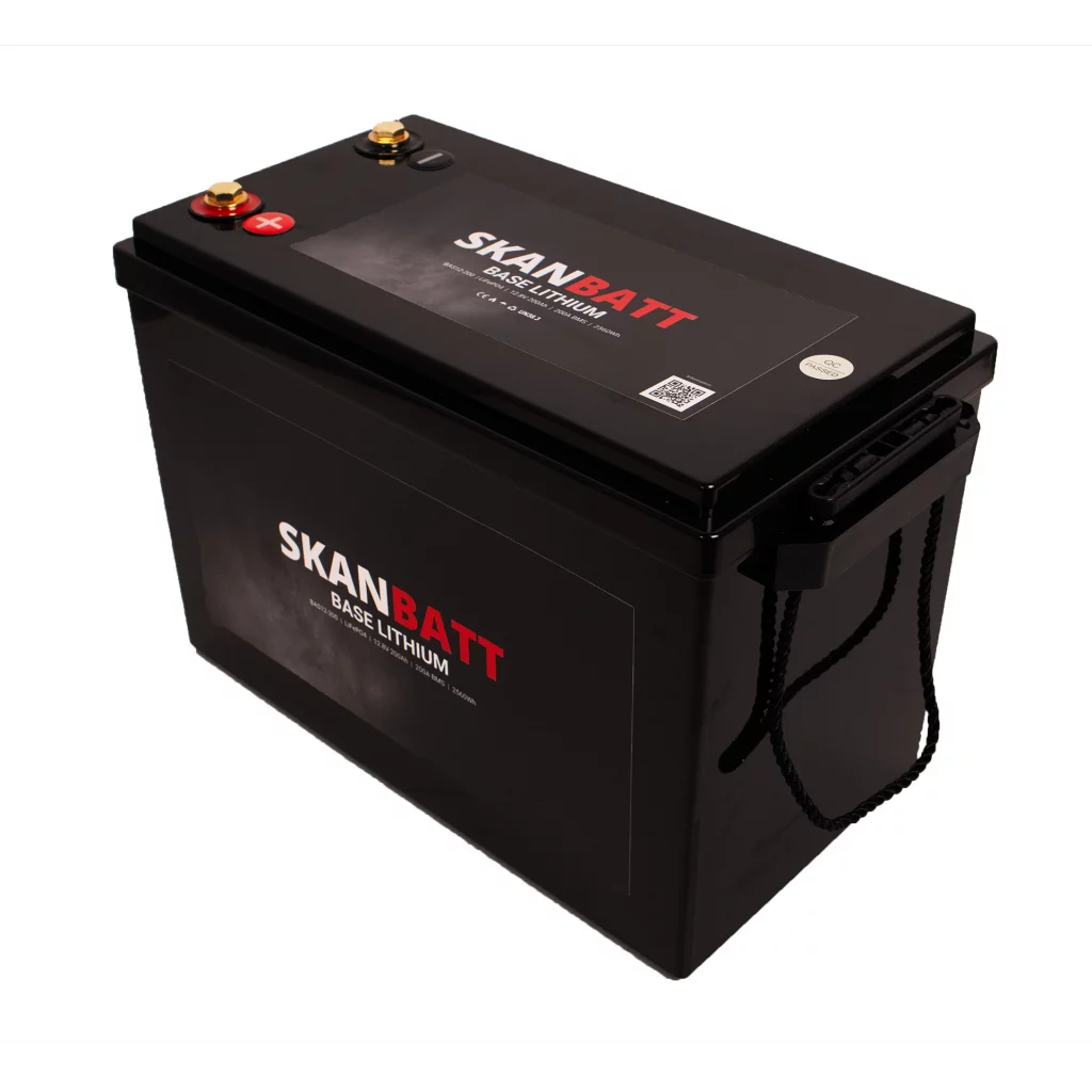 SKANBATT Base Lithium - 12V 200Ah 200A BMS - 345x190x245mm - 3 Års garanti
