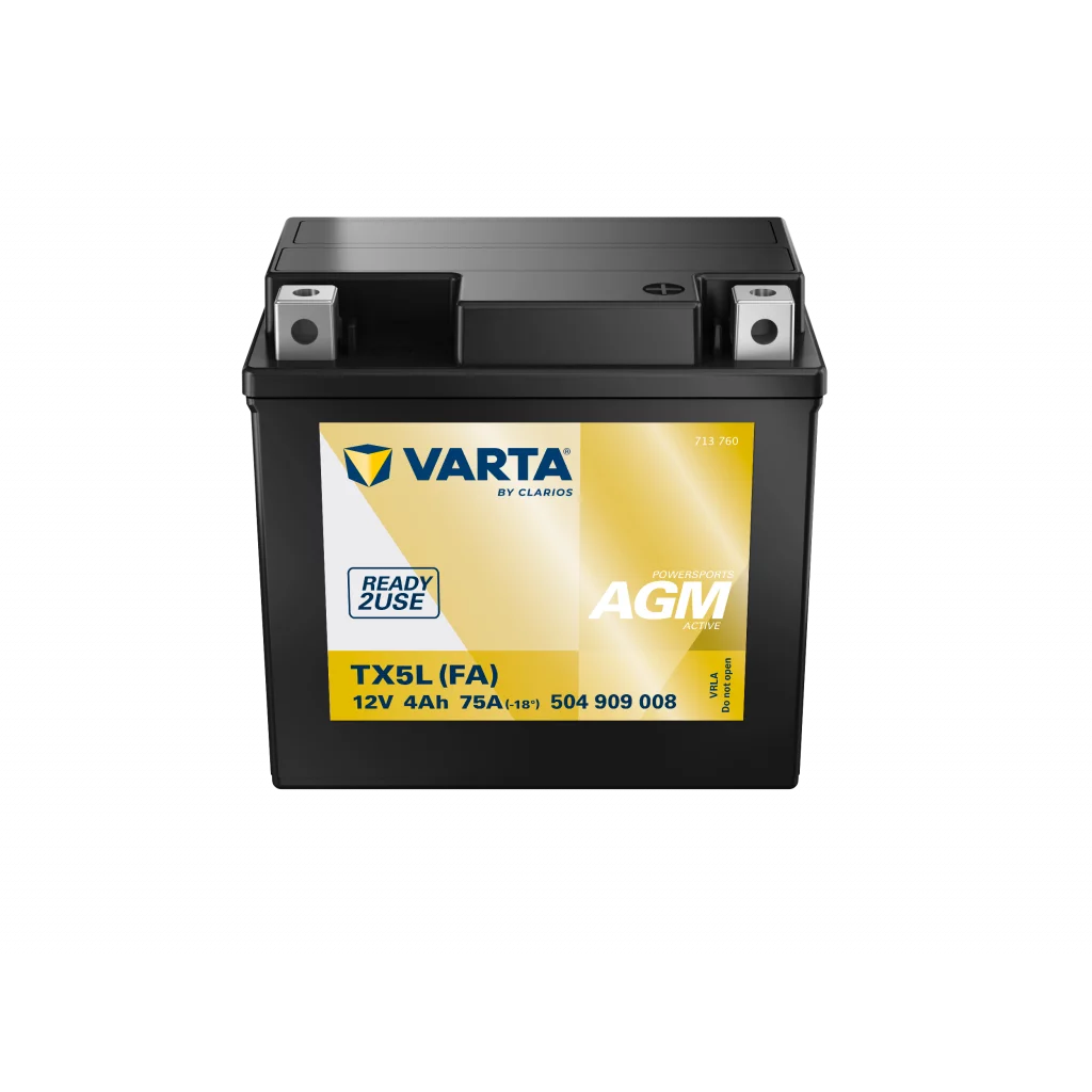 VARTA AGM MC Batteri 12V 4AH 75CCA (113x70x105mm) +höger TX5L (FA)