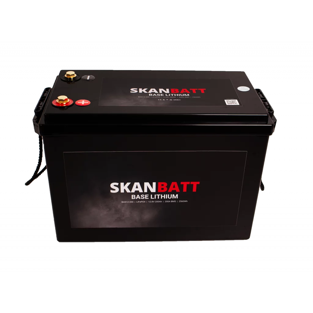 SKANBATT Base Lithium - 12V 200Ah 200A BMS - 345x190x245mm - 3 Års garanti