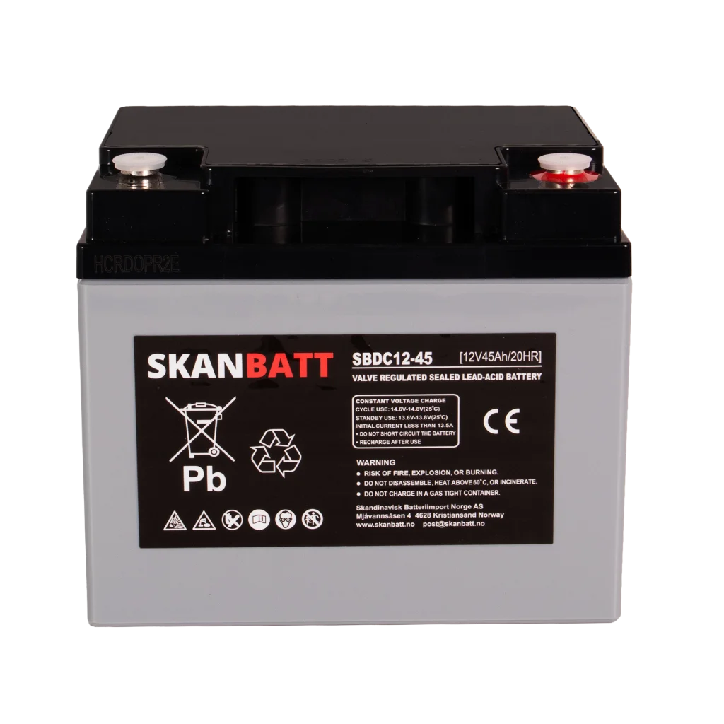 SKANBATT AGM Deep Cycle Batteri 12V 45AH (197x165x169mm) +höger