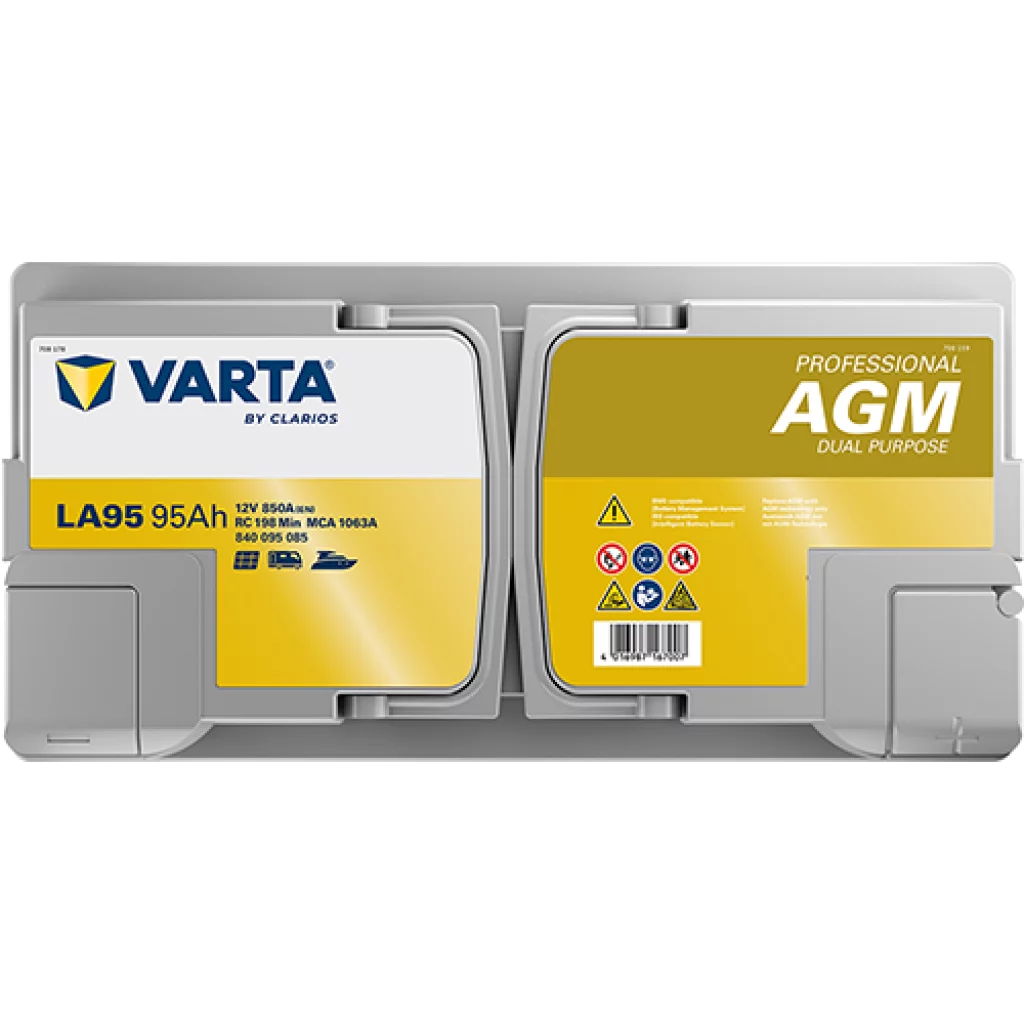VARTA LA95 Fritidsbatteri 12V 95AH AGM 850CCA (354x175x190/190mm) +höger