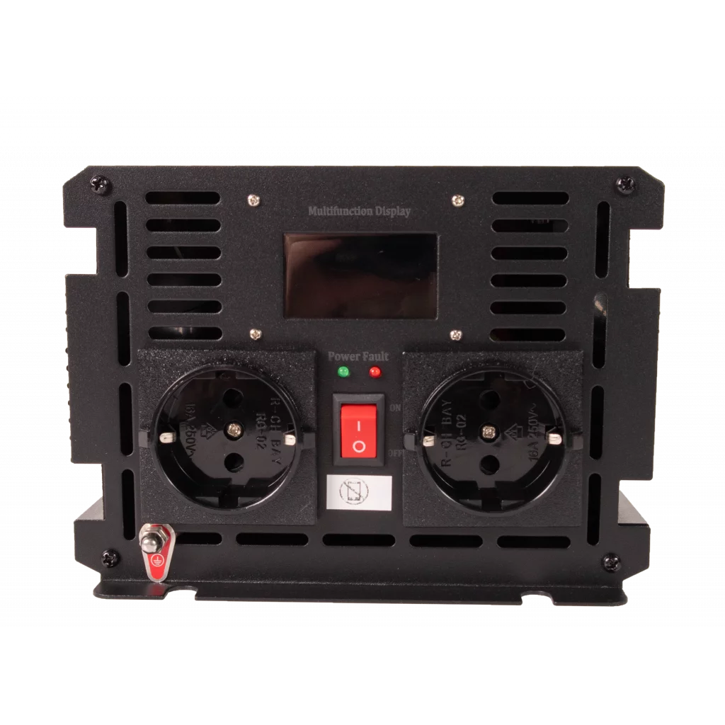 SKANBATT Inverter 12V 2000W Ren Sinus med Nätprioritering och Trådlös Fjärrkontroll 420x165x120mm