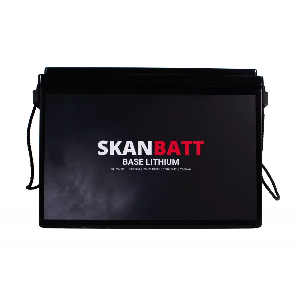 SKANBATT Base Lithium - 24V 100Ah 100A BMS -345x190x245mm - 3 Års garanti