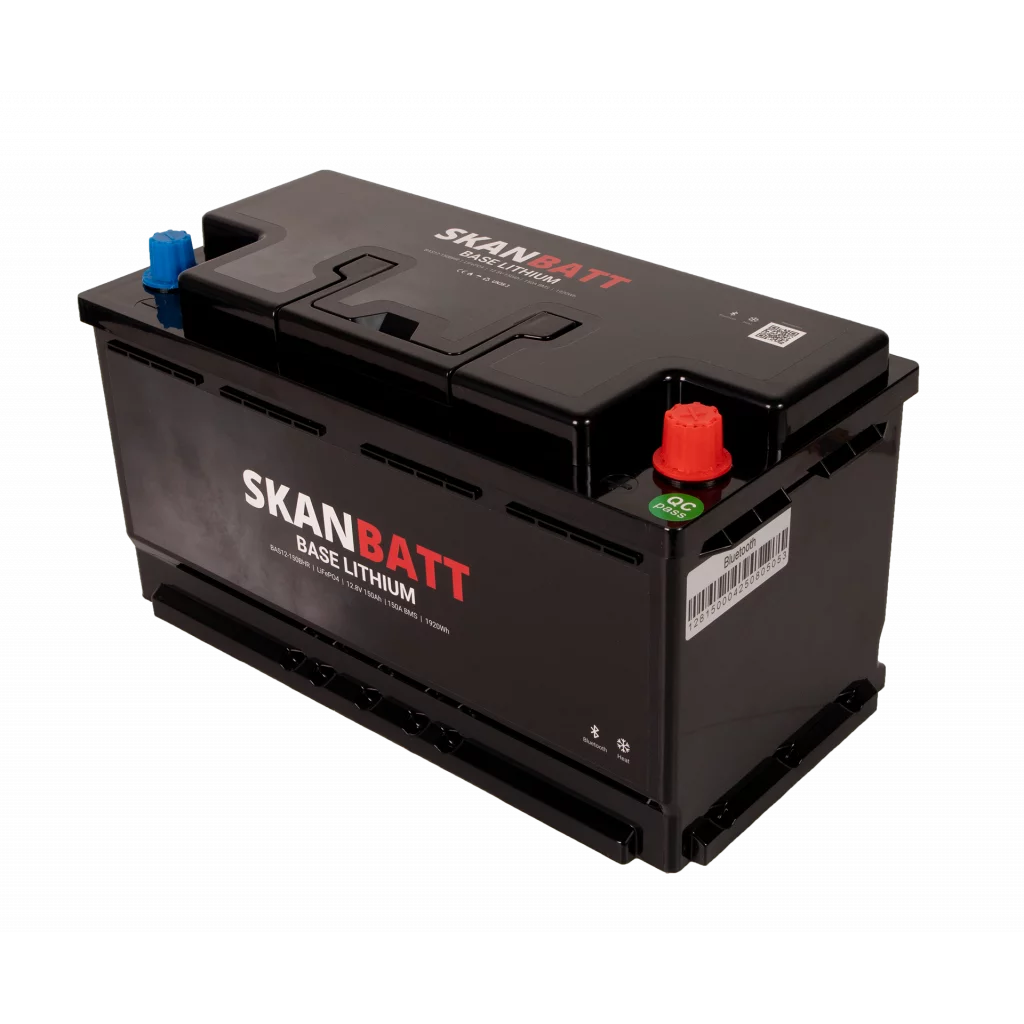 SKANBATT Base Lithium - 12V 150Ah 150A BMS - Bluetooth - Heat - 355x175x190mm - 3 Års garanti - Husbil